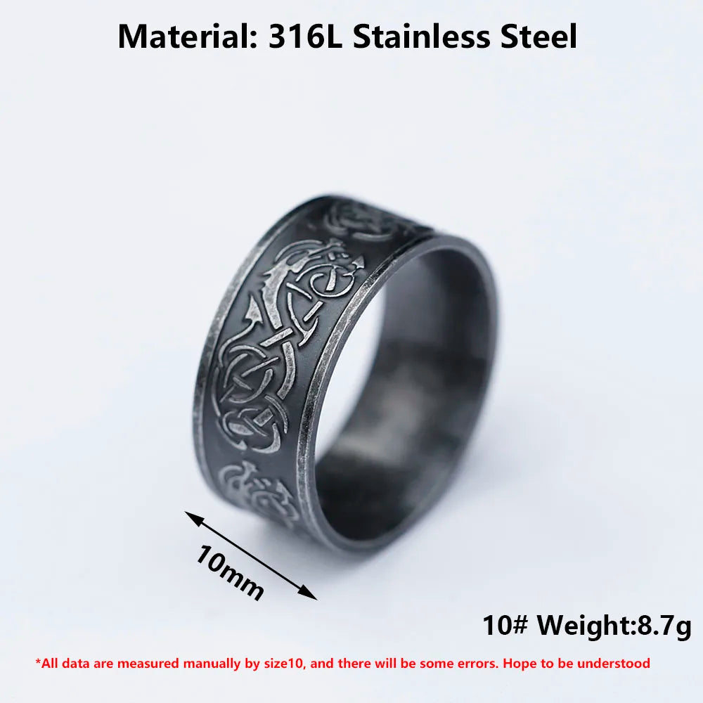 Norse Viking Dragon Ring — Stainless Steel