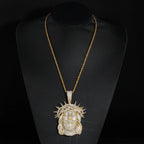 Silver Cross Jesus Pendant Necklace Iced Out