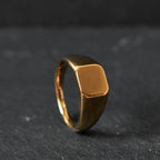 Handmade Highly Polished Stainless Steel 18k Gold Plated Square Geometric Smooth Blank Signet Rings for Women Men