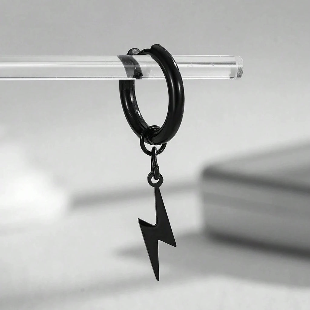 Lightning Hoop Earrings for Women and Men — Stainless Steel