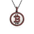 Gold Iced Out Bitcoin Pendant Necklace CZ