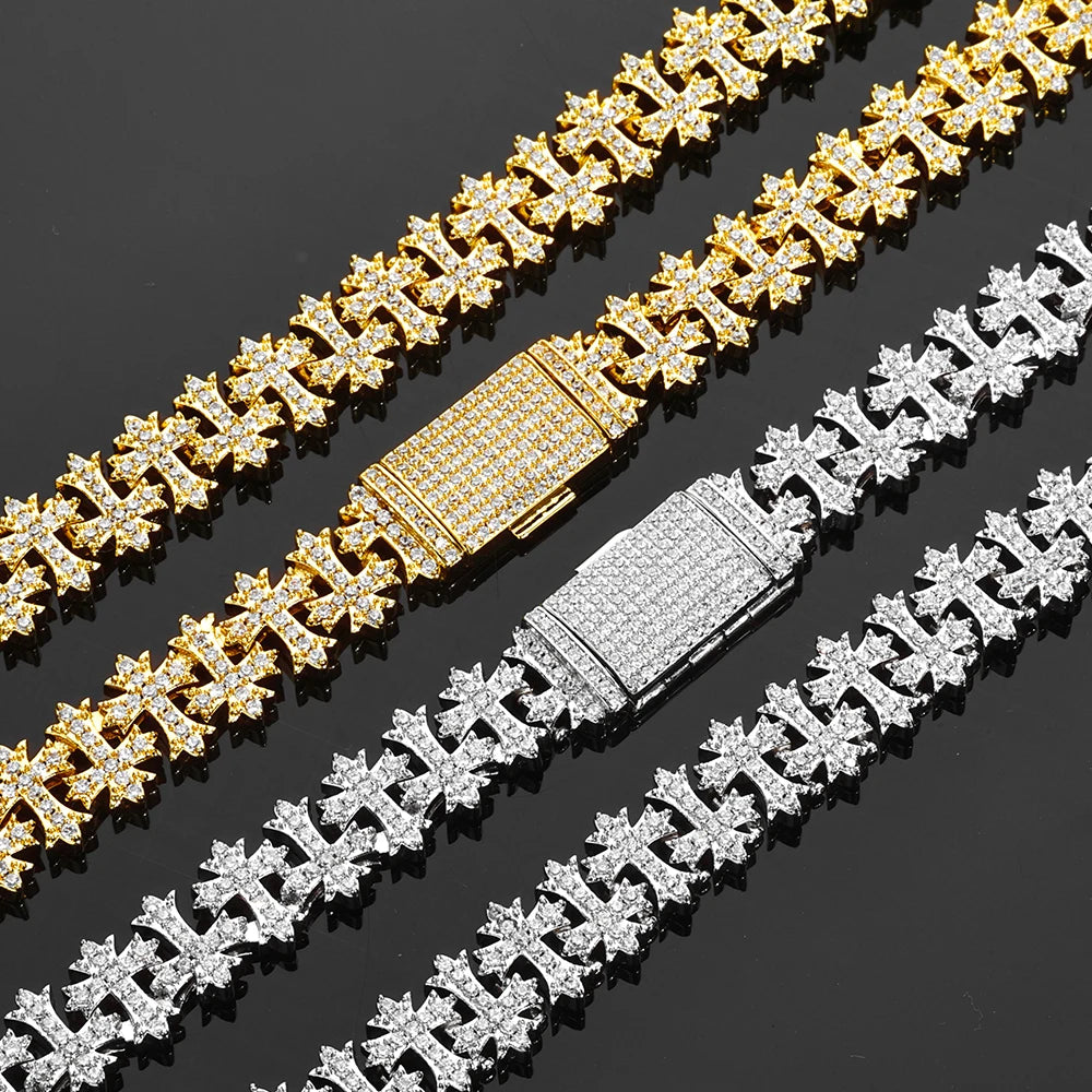 Cross Bracelet Iced Out 11MM Stainless Steel