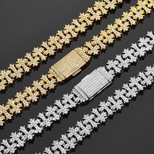 Cross Bracelet Iced Out 11MM Stainless Steel