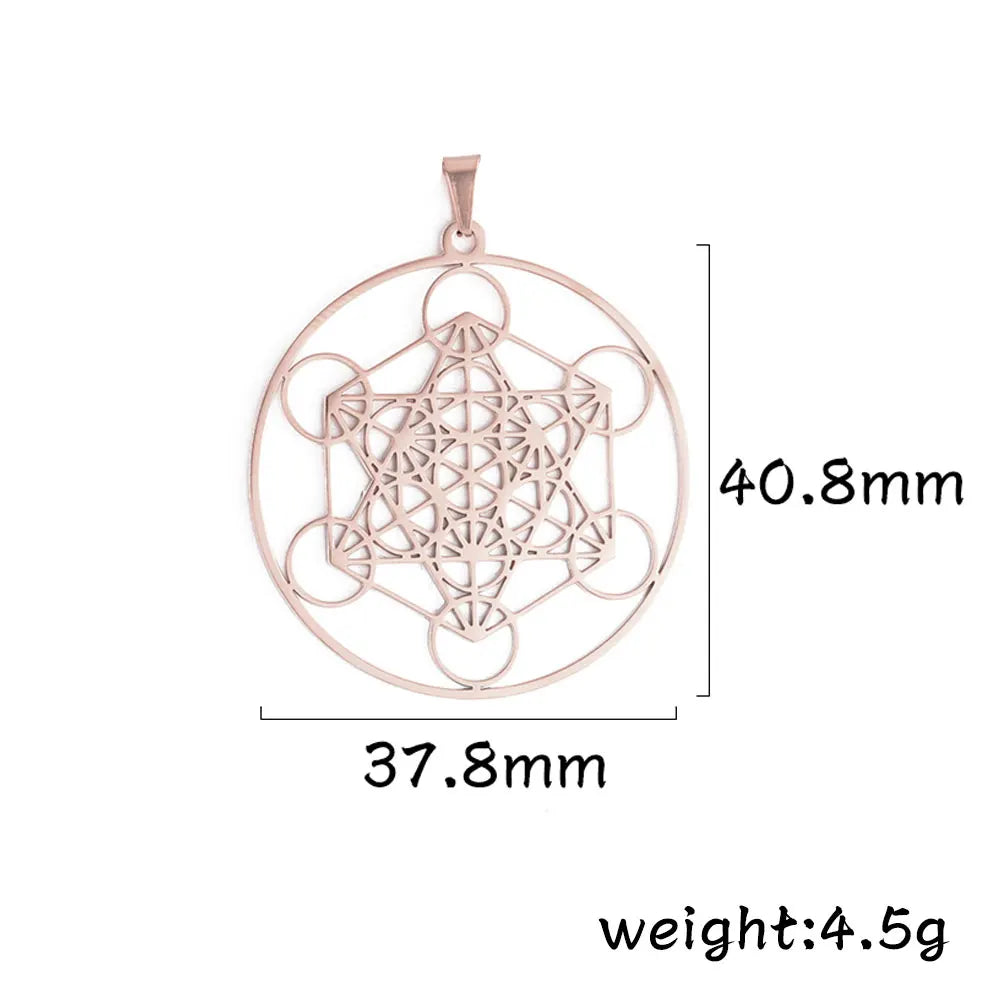 LIKGREAT Archangel Metatron Cube Pendant for Necklace Jewelry Making Stainless Steel Charm DIY Amulet Kabbalistic Tree of Life