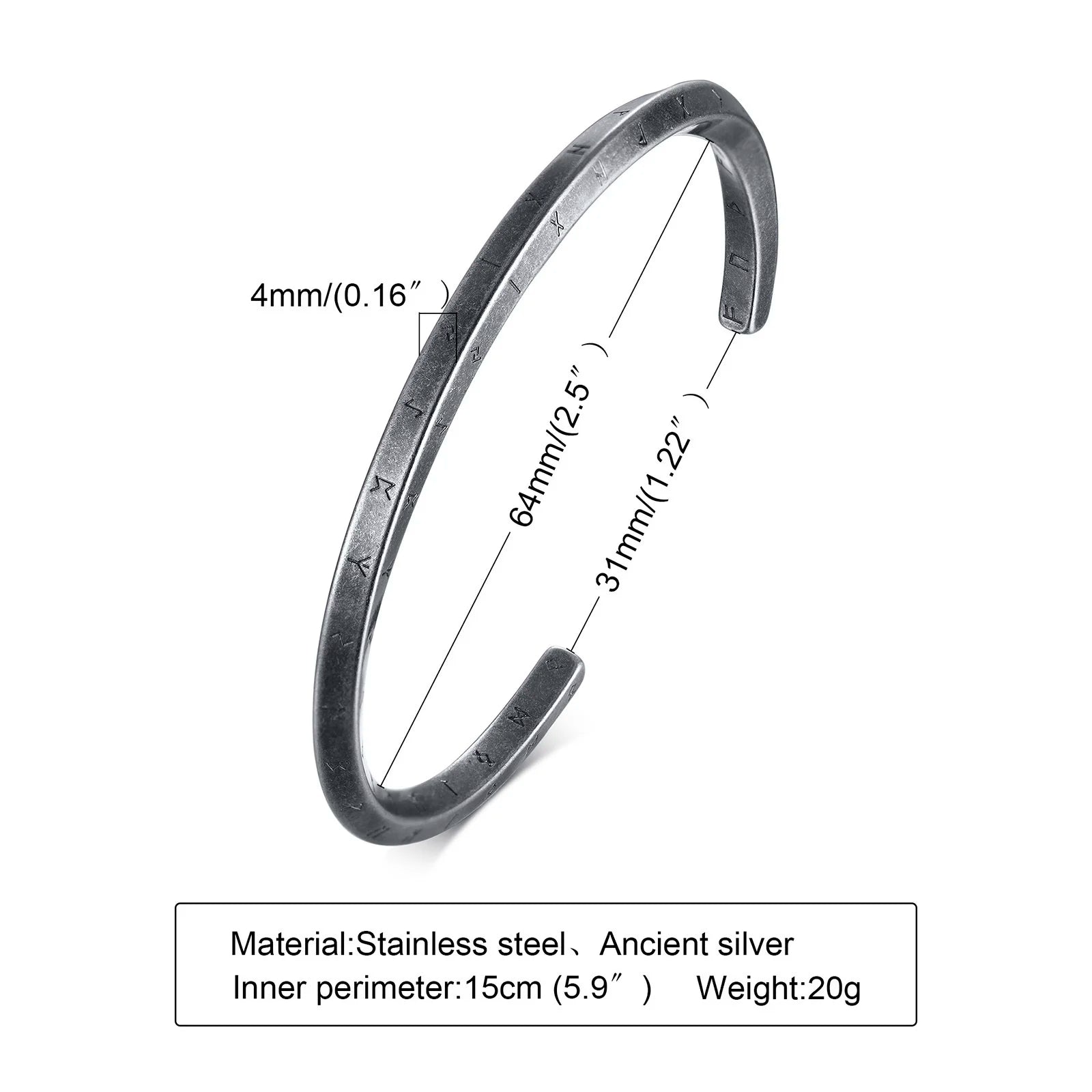 Minimal Thin Cuff Bangle Bracelet — Stainless Steel