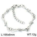 Kalen Vintage Stainless Steel Twisted Barbed Wire & Wrapped Cuban Bracelet Men‘s Adjustable Gothic Punk Women’s Wrist