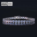 925 VVS Moissanite Star Chain Bracelet Hip Hop Jewelry Bling Iced Out Tennis Cross Bracelet Sterling Silver with GRA 7/8inch
