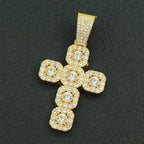 Iced Out Square Cross 13mm Cuban Chain Necklace — Zinc Alloy