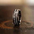 Fashion Men's Stainless Steel Rings 8mm Classical Black Blue Groove Beveled Edge Wedding Engagement Anniversary Jewelry