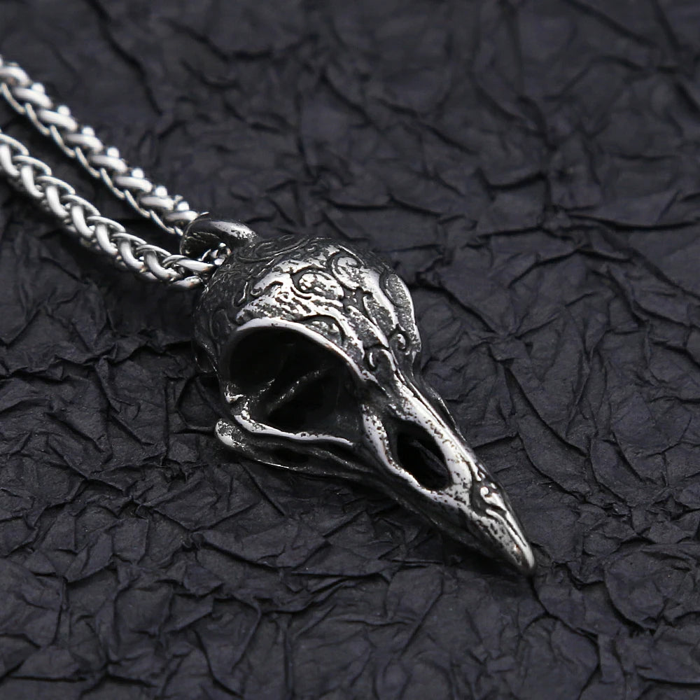 Crow Skull Pendant Necklace — Stainless Steel