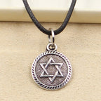 Fashion Star Of David Shield Of David Necklace Pendant Women Jewelry Black Leather Punk Choker Leather Necklace