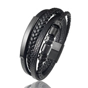 Braided Leather Bead Bracelet — Stainless Steel