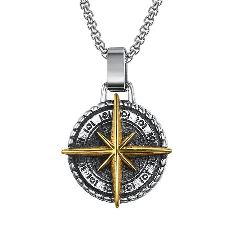 Quality Fashionable Medal Necklace Pendant Pirate Ship Compass Personality Men's Necklace Pendant Hip Hop Jewelry Trend