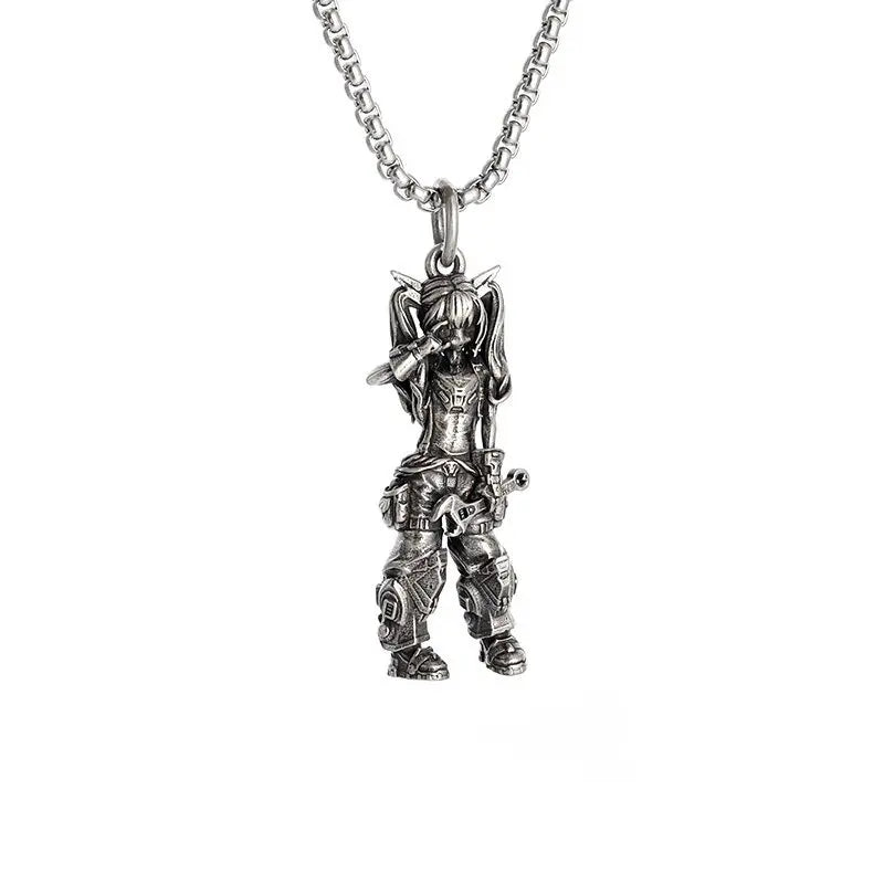 Gothic Succubus Pendant Necklace — Silver