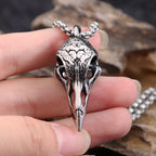 Punk Unique Viking Crow Skull Pendant For Men Vintage Stainless Steel Nordic Animal Necklace Biker Amulet Jewelry