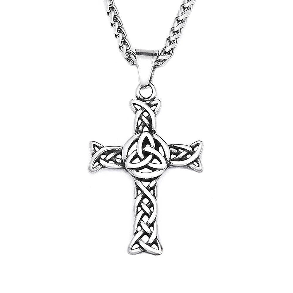 Fashion 316L Stainless Steel Christian Cross Necklace For Men Women Hip Hop Cool Religious Charm Pendant Punk Jewelry