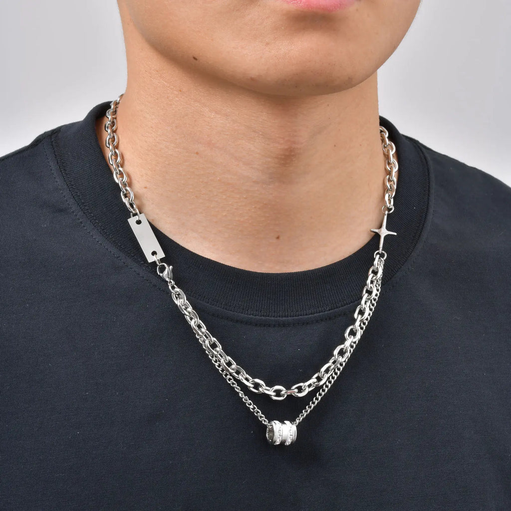 Double Cuban Chain Choker — Stainless Steel