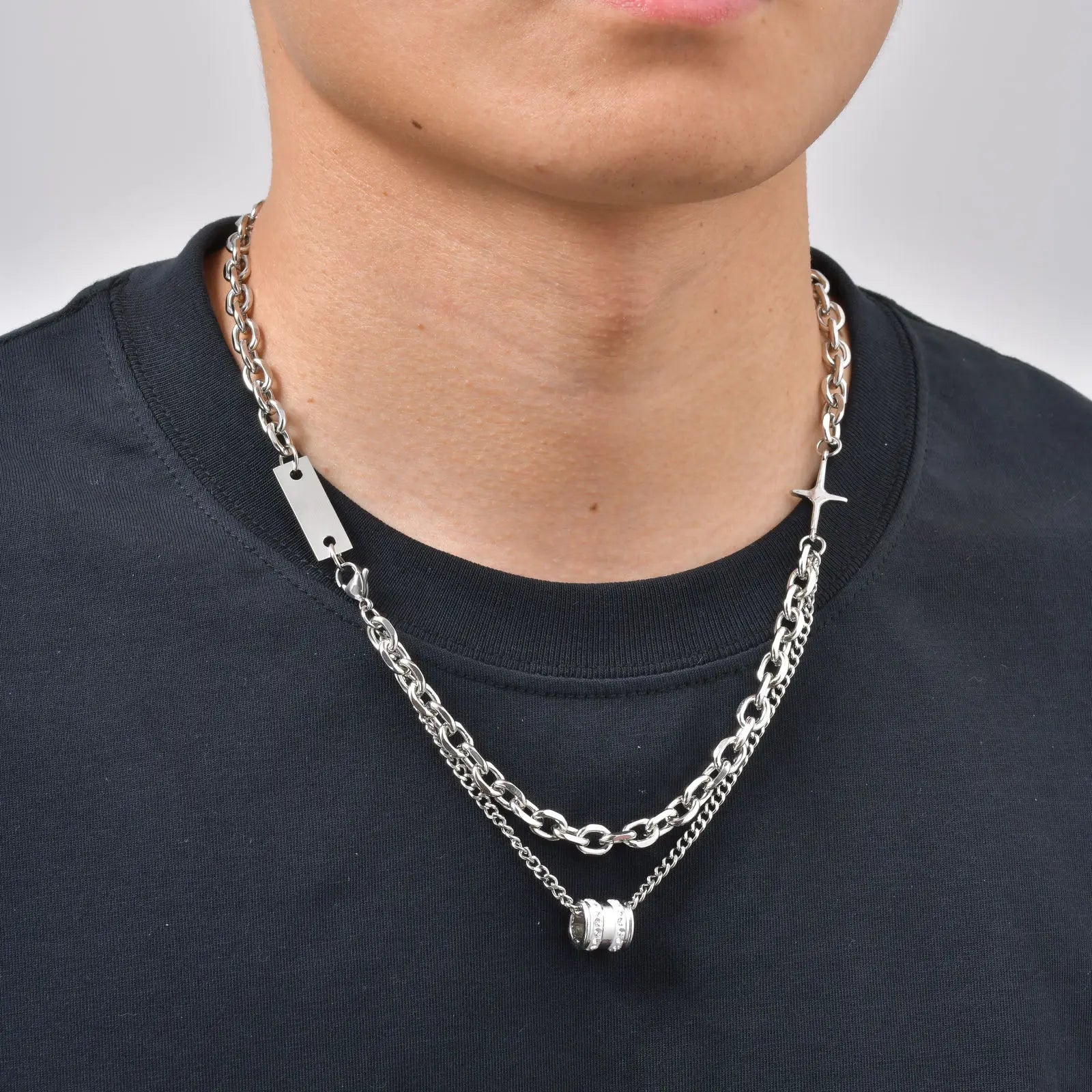 Double Cuban Chain Choker — Stainless Steel