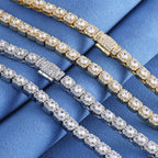 HHIOK Hip Hop Style 5/7mm Iced Tennis Chain 18K Gold Plated 5A Cubic Zirconia Fashion Exquisite Bracelet Gift For Men And Women