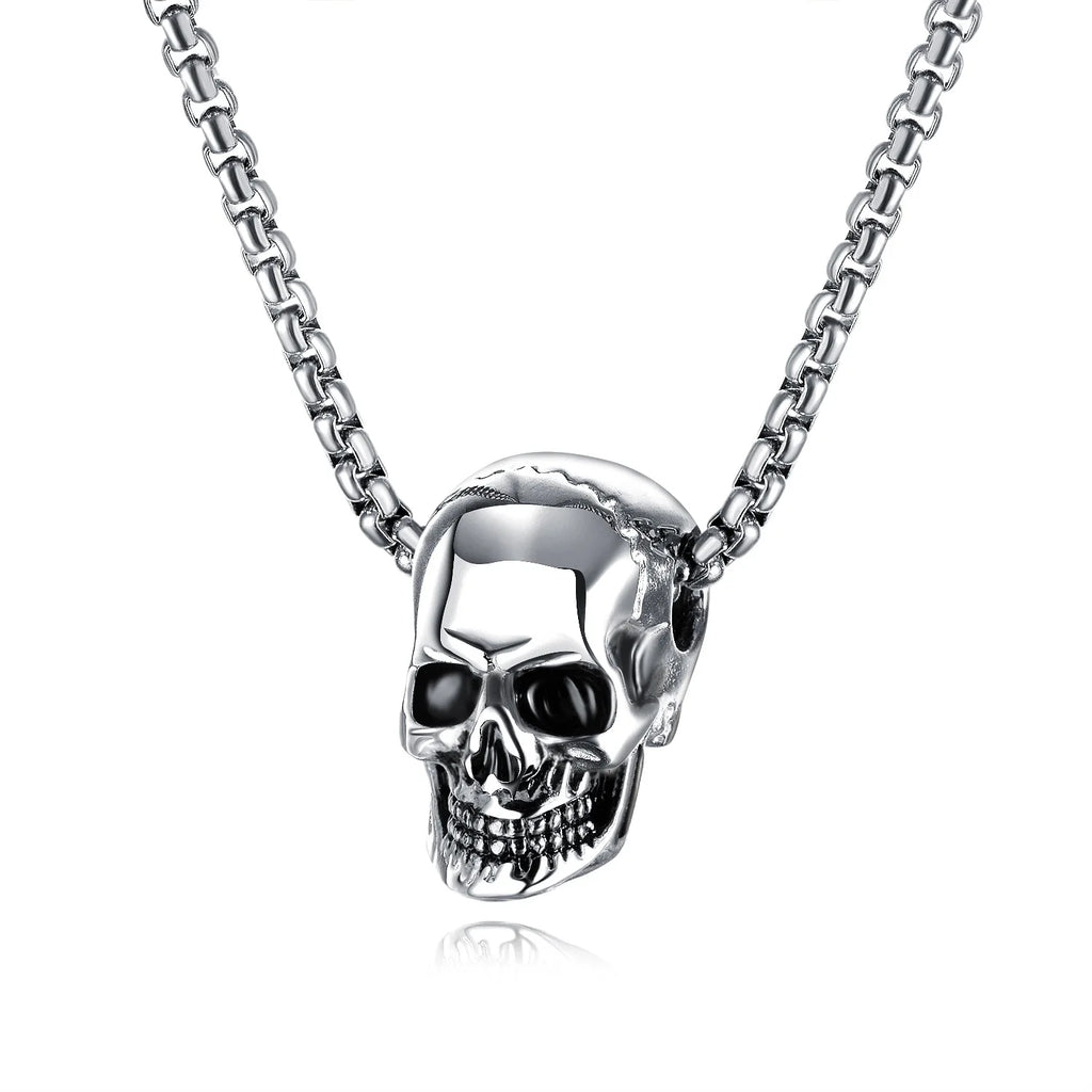 Fashion Retro Punk Skull Men's Pendant Necklace Vintage Hip Hop Titanium Steel Stainless Steel Necklace Gifts Wholesale