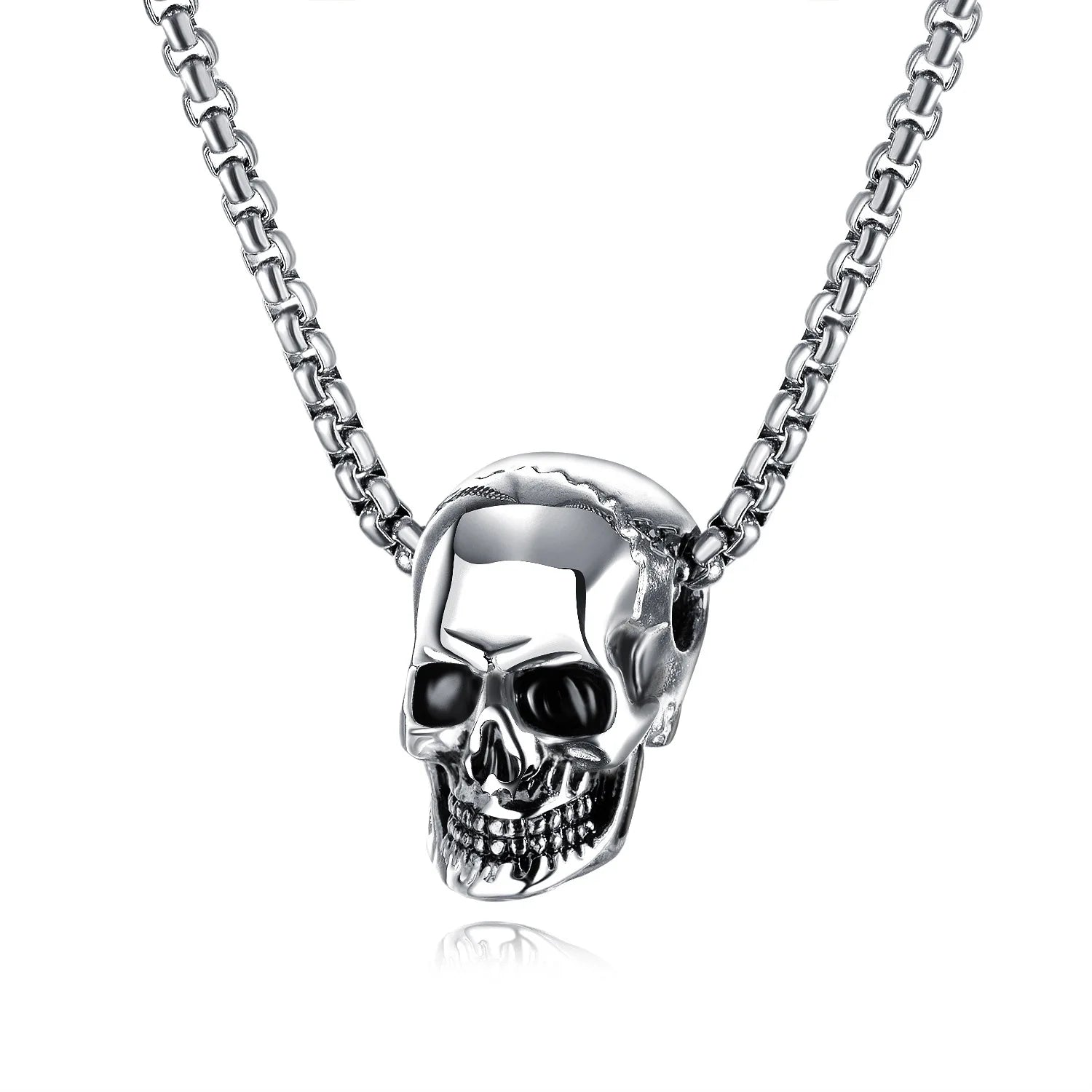 Fashion Retro Punk Skull Men's Pendant Necklace Vintage Hip Hop Titanium Steel Stainless Steel Necklace Gifts Wholesale