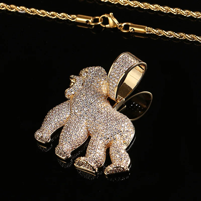 Men's Animal Gorilla Pendant Necklace, Fashionable Hip-Hop, Punk Rock, Animal Jewelry, Fashionable
