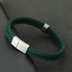 Fashion Men Bracelet Stainless Steel Magent Buckle Wrap Braclet Bangle Pulseria Hombre Beach Nautical Rope Braslet