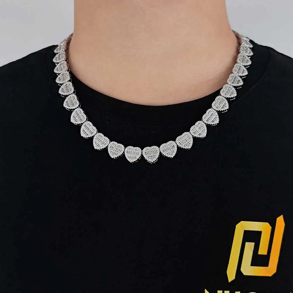 Iced Out Heart Necklace Stainless Steel 12MM