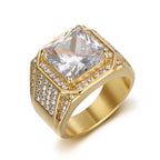 Iced Out Chunky CZ Square Ring 17mm — Stainless Steel