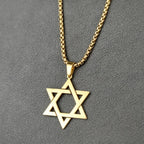 Jewish Star of David Box Chain Necklace — Stainless Steel