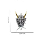 Samurai Prajna Mask Pendant Necklace — Stainless Steel