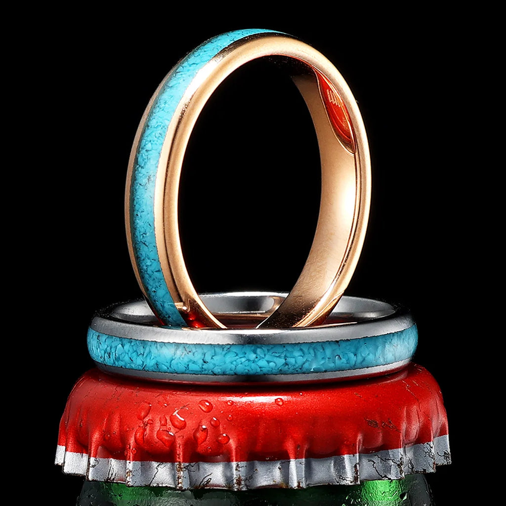 Turquoise Tungsten Ring — Stainless Steel