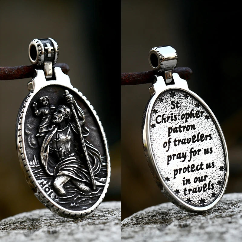 St Christopher Men's Patron Saint Of Time Travelers Archangel Michael dragon slayer st george Pendant Chain Necklace