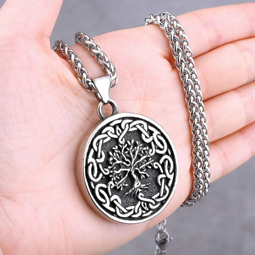 Nordic Vikings Tree of Life Odin Necklace Various Men Celtic Amulet Pendant Stainless Steel Vintage Charm Punk Jewelry