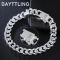 BAYTTLING 925 Sterling Silver 10MM 8 inch Cuban Chain Bracelet For Men Women Fashion Engagement Party Jewelry Bracelets