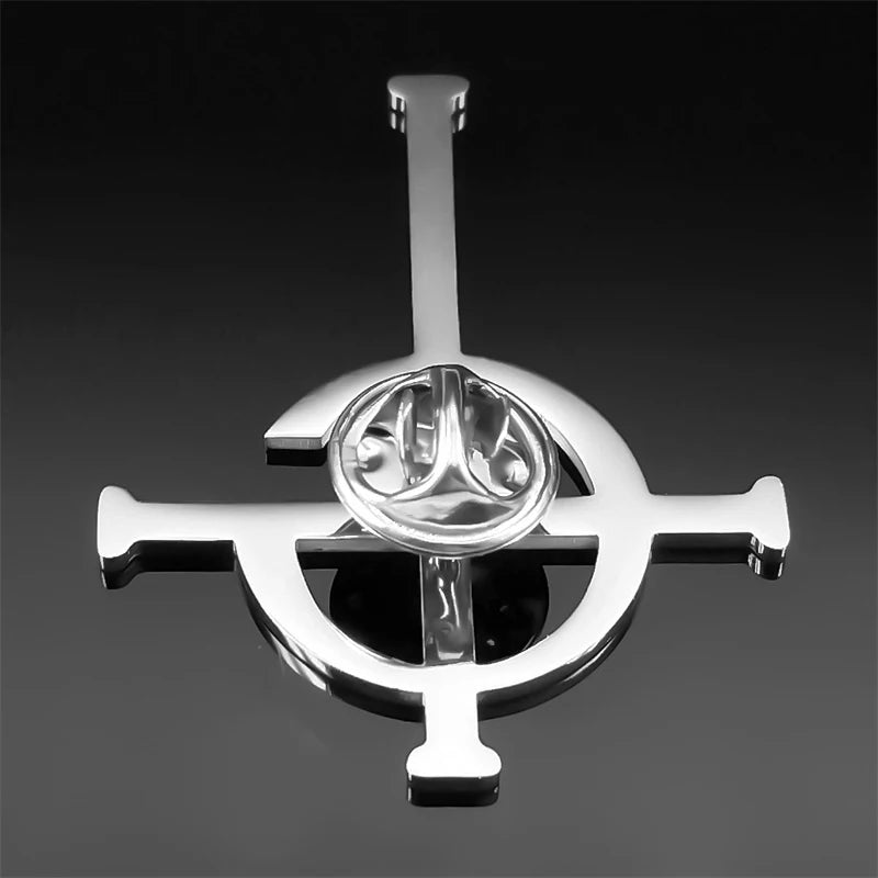 Cross Ghost Steel Pendant Band Brooch Ghoul Nameless