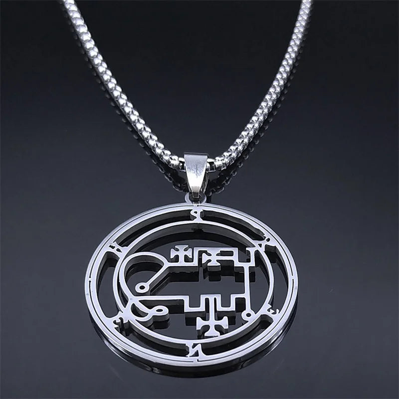 Gothic Demon Silver Pendant Necklace — Stainless Steel