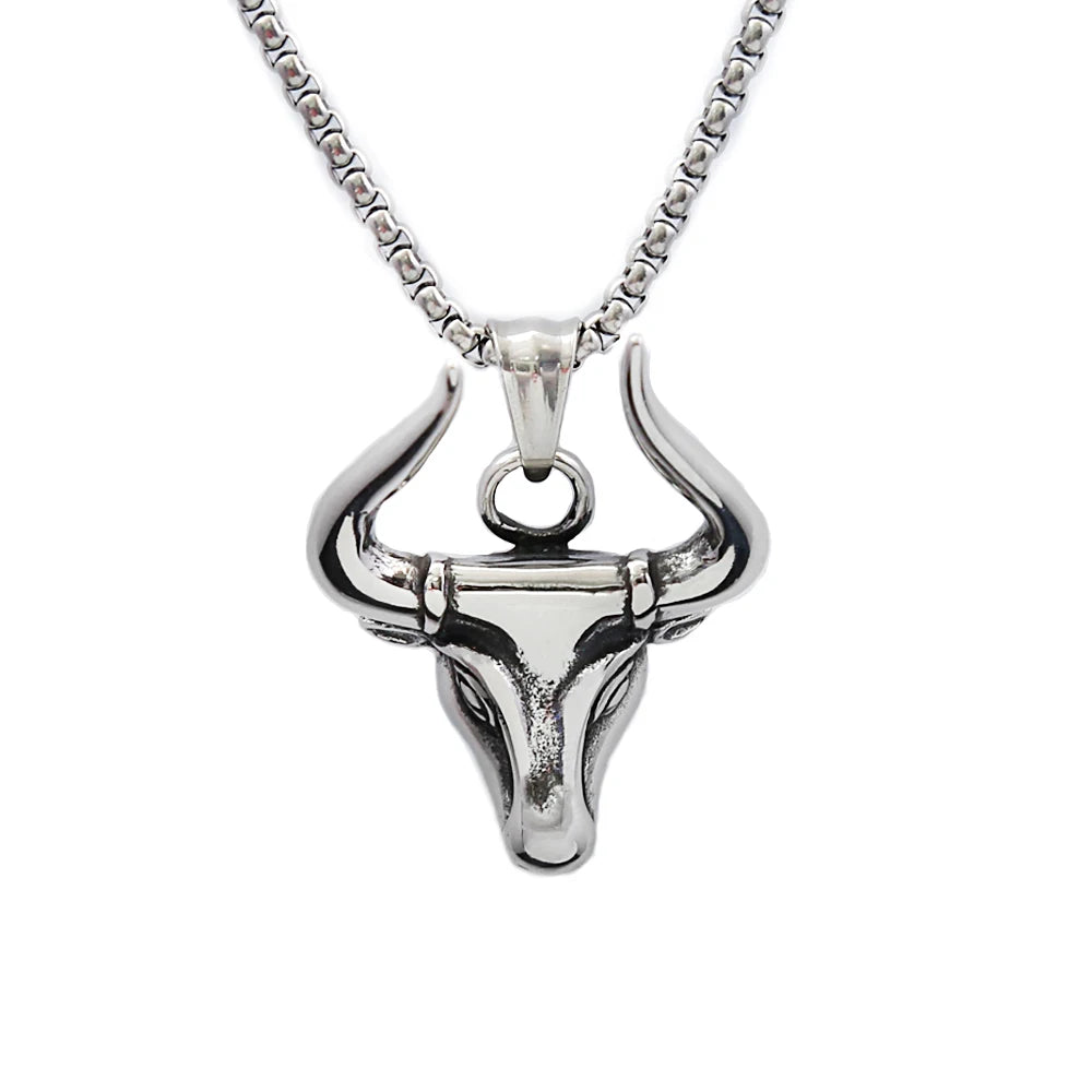 Bull Head Pendant — Stainless Steel