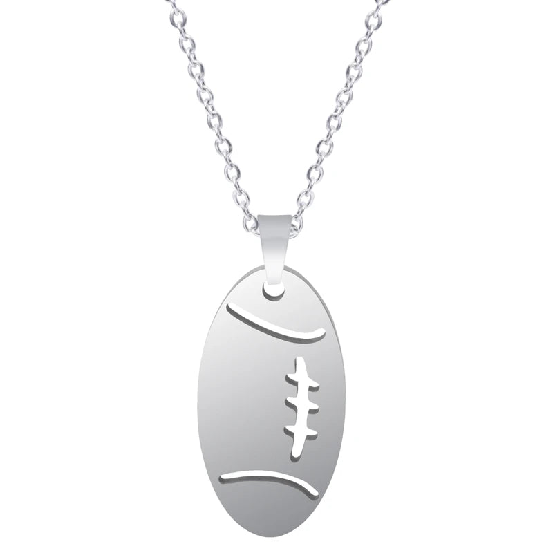 Sports Ball Charm Pendant Necklace — Steel