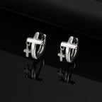 Personalized Stainless Steel Cross Tassels Pendant Earrings for Men,Silver Color Not Allergic Hoop Earrings,Punk Fashion Jewelry