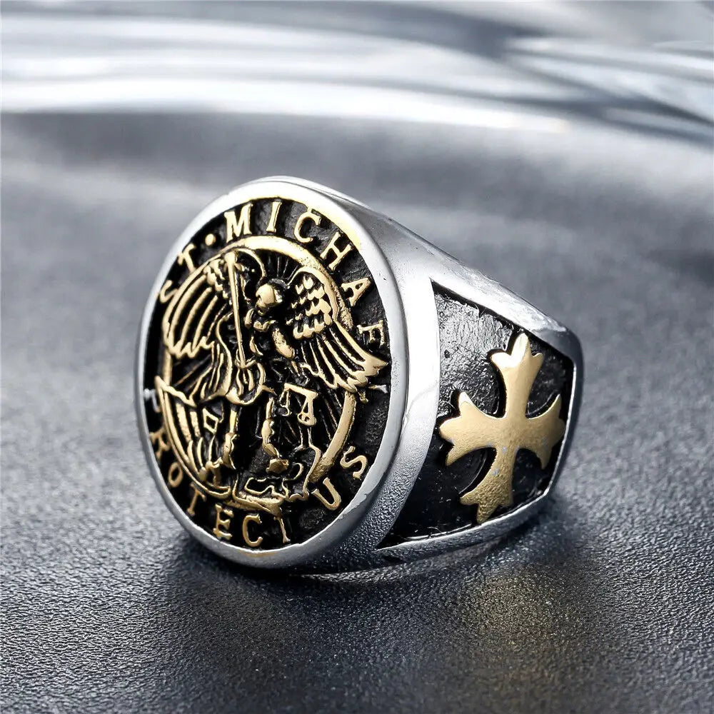Saint Michael Archangel Ring — Stainless Steel