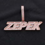 Rose Gold Baguette Letter Pendant Moissanite