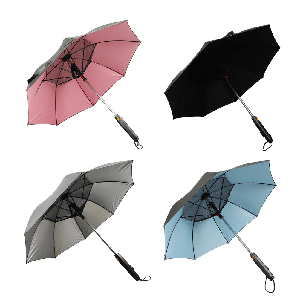 Sun Umbrella with Fan and Sprayer 8 Ribs Portable 3 in 1 UV Blocking Umbrella for Outdoor Summer Umbrella with Fan and