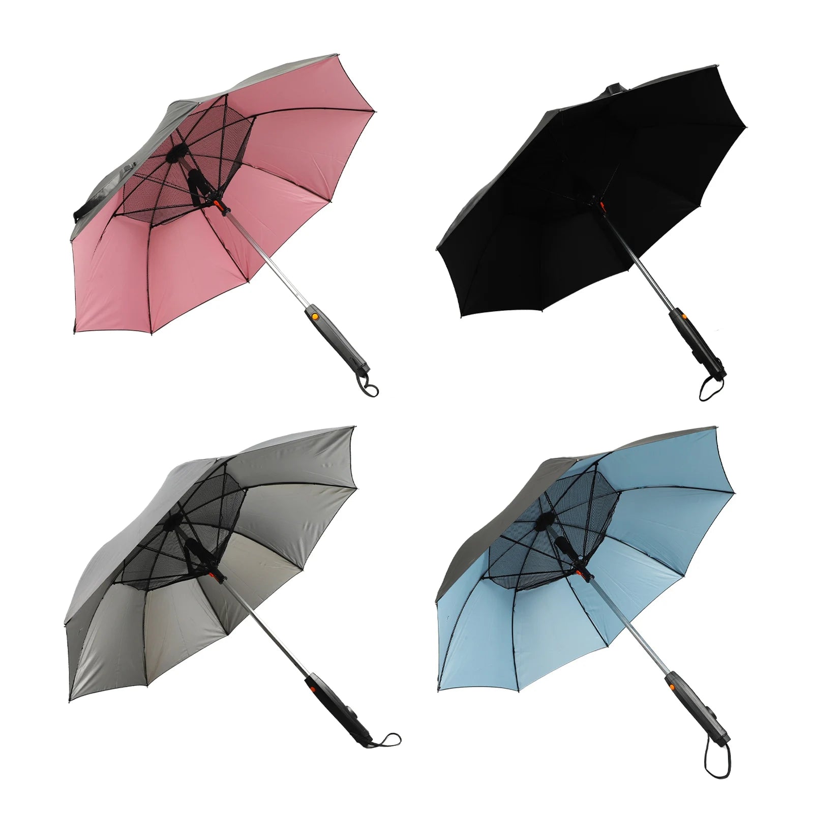 Sun Umbrella with Fan and Sprayer 8 Ribs Portable 3 in 1 UV Blocking Umbrella for Outdoor Summer Umbrella with Fan and