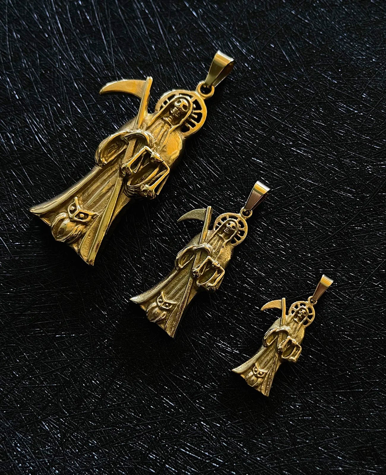 Gothic Grim Reaper Skull Stainless Pendant Necklace