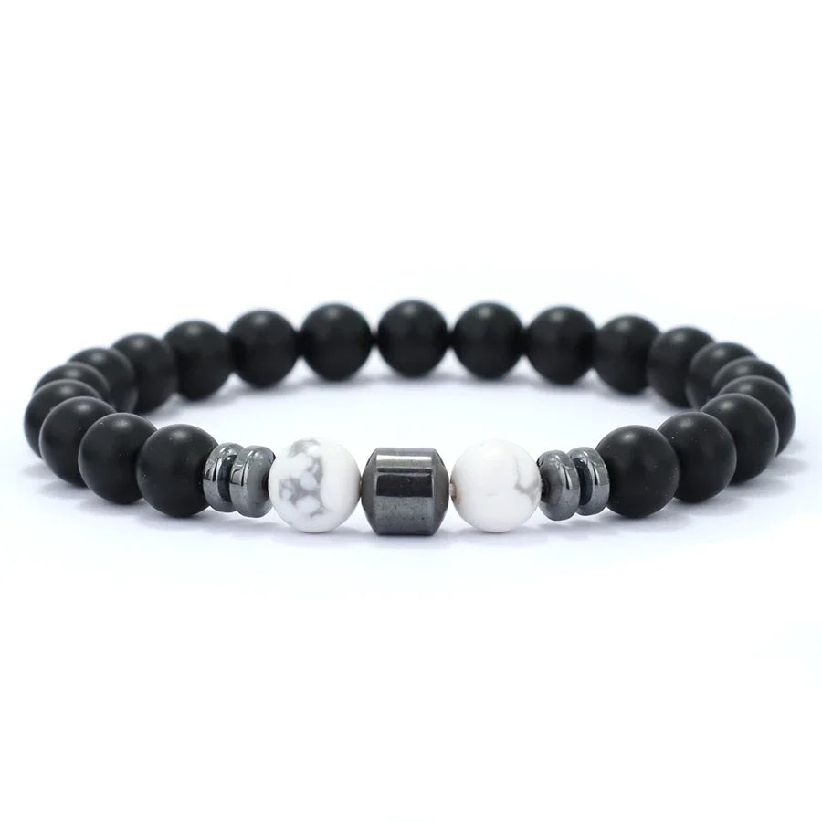 Premium Natural Volcanic Stone Beaded Bracelet Handmade Tiger Eyes Howlite Onyx Beads Braclet Meditation Healing Leisure Joias