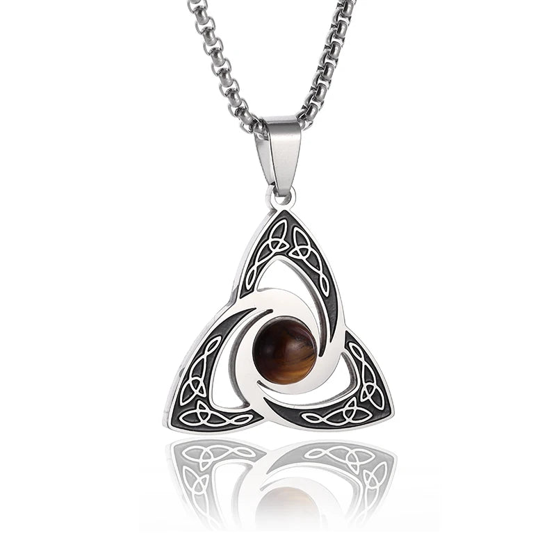 Celtic Witch Knot Pendant Necklace — Steel