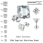 LUXUKISSKIDS Brilliant Square Stud Earrings 10pairs/Lot Novel Clearly Large 3A Cubic Zirconia Stainless Steel Wholesale