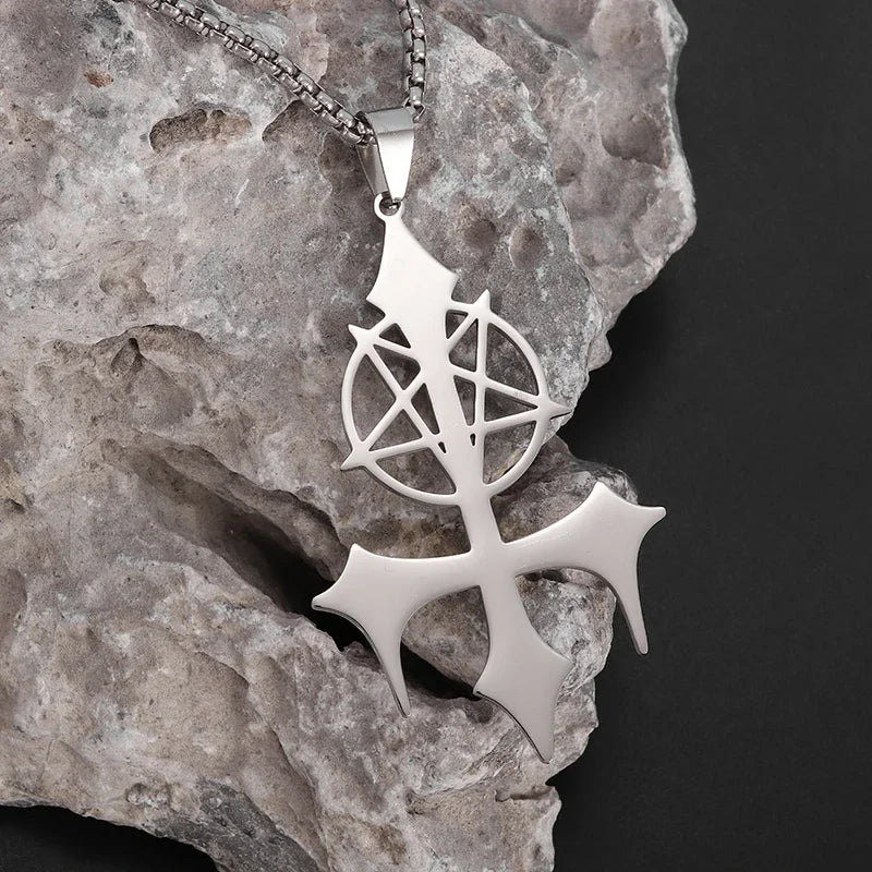 Stainless Steel Trinity Celtic Knot Nordic Rune Pendant Necklace Retro Ethnic Style Irish Knot Lucky Amulet Jewelry for Men