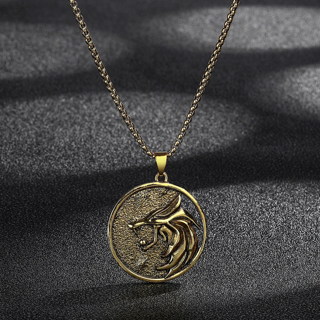 Witcher Geralt Wolf Medallion Pendant — Silver